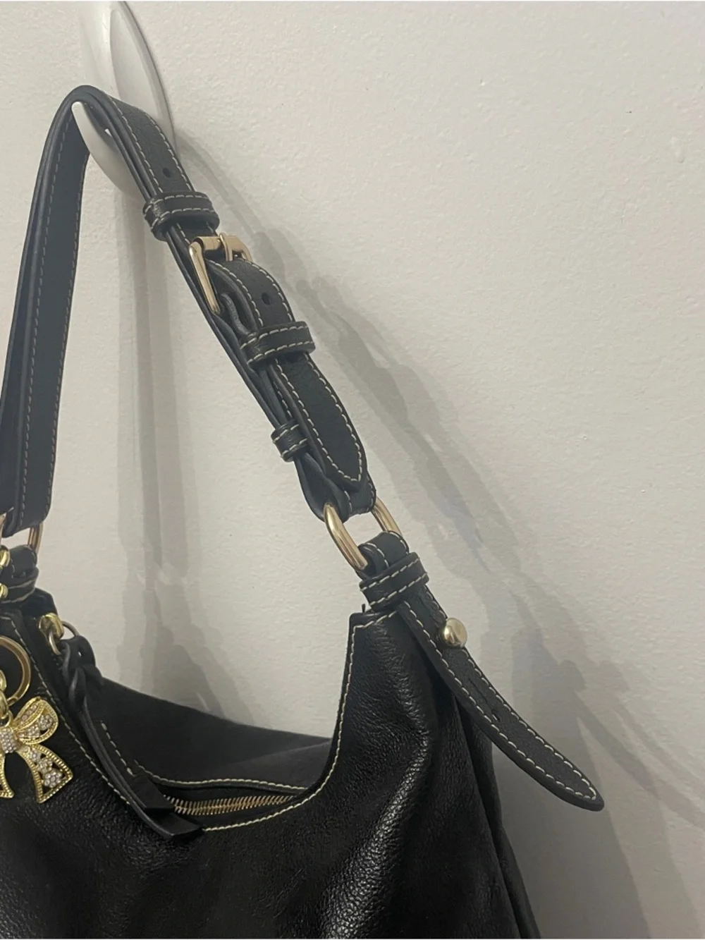Y2K Dooney & Bourke Black Leather Hobo with